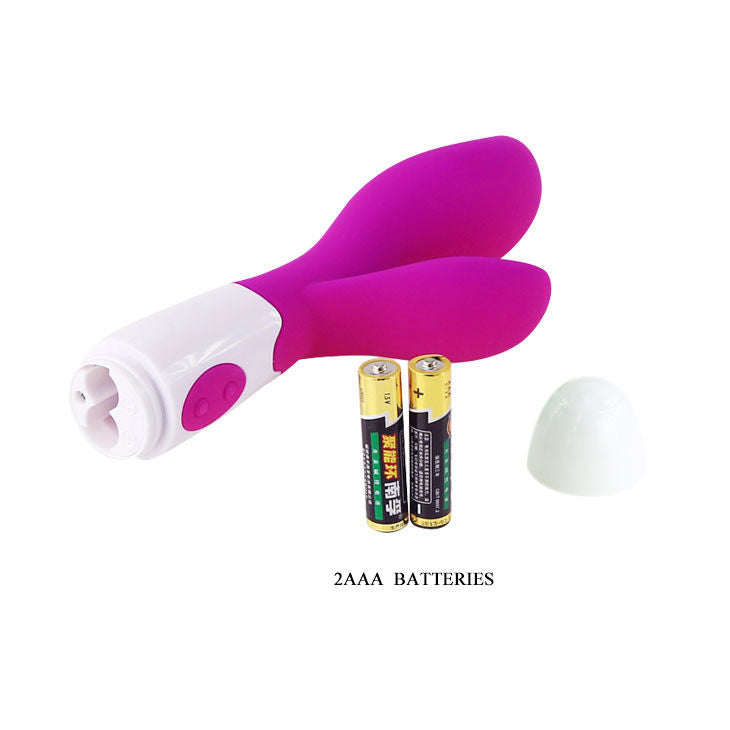 Elegant vibrator i lila och vitt för klitorisk och vaginal stimulering