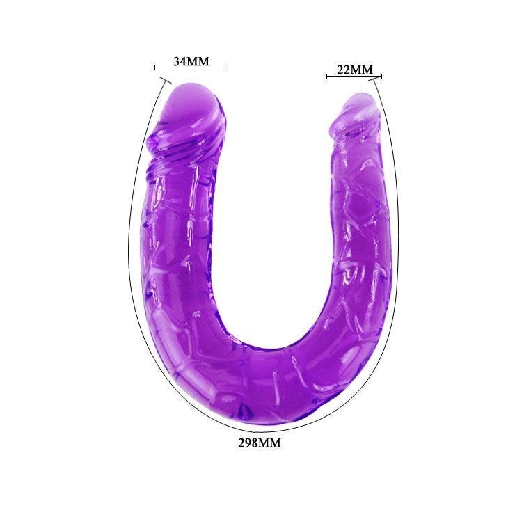 Dubbel dildo i lila flexibel gelé från BAILE
