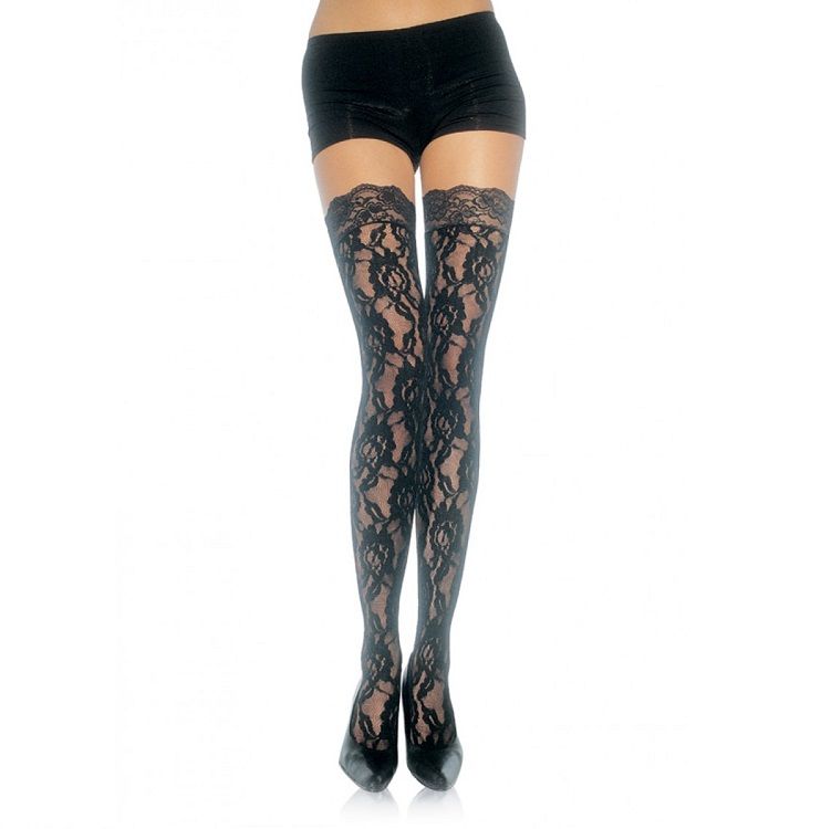 LEG AVENUE - Blommig spetsstrumpa