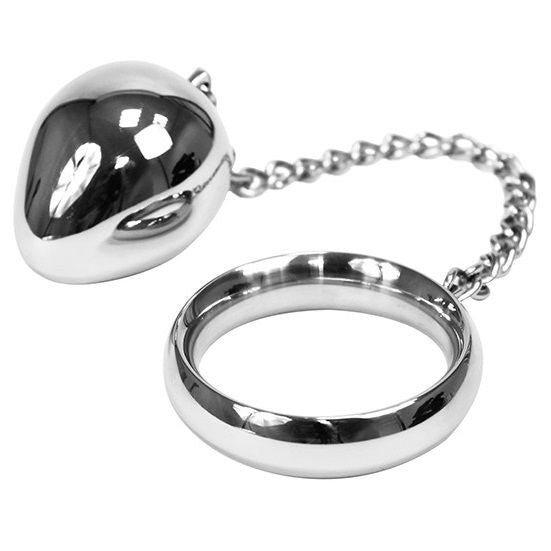 METAL HARD penisring 40mm med kedja och metallkula