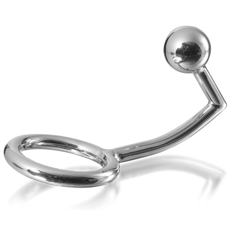 METAL HARD - Cockring med analintruder-hook 40mm