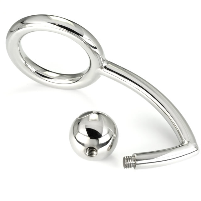 METAL HARD - Cockring med anal intruder-hook 45mm