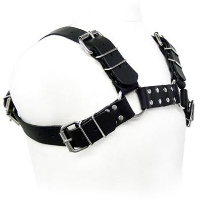 Läderharness för BDSM, justerbart, passar storlek S till XL