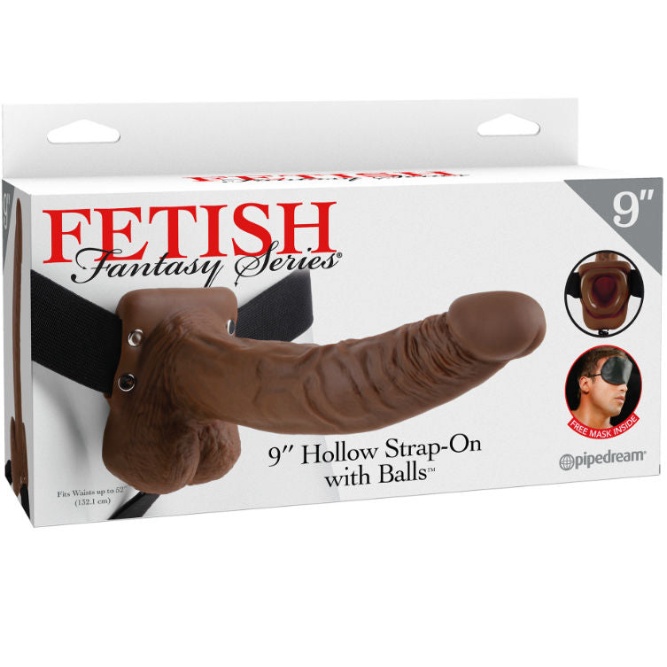 Fetish Fantasy Series 9 Hål Strap-On med bollar 22,9 cm brun