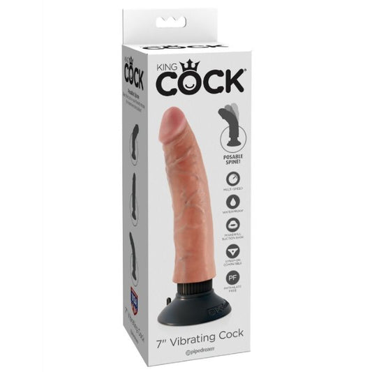 KING COCK 17,78 cm vibrerande dildo i köttfärg