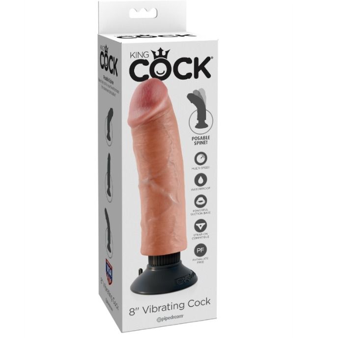 KING COCK 20,32 cm vibrerande dildo i köttfärg