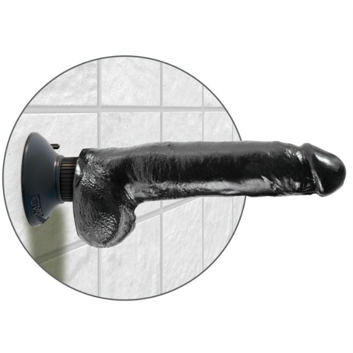 KING COCK 23 cm vibrerande dildo med pung i svart