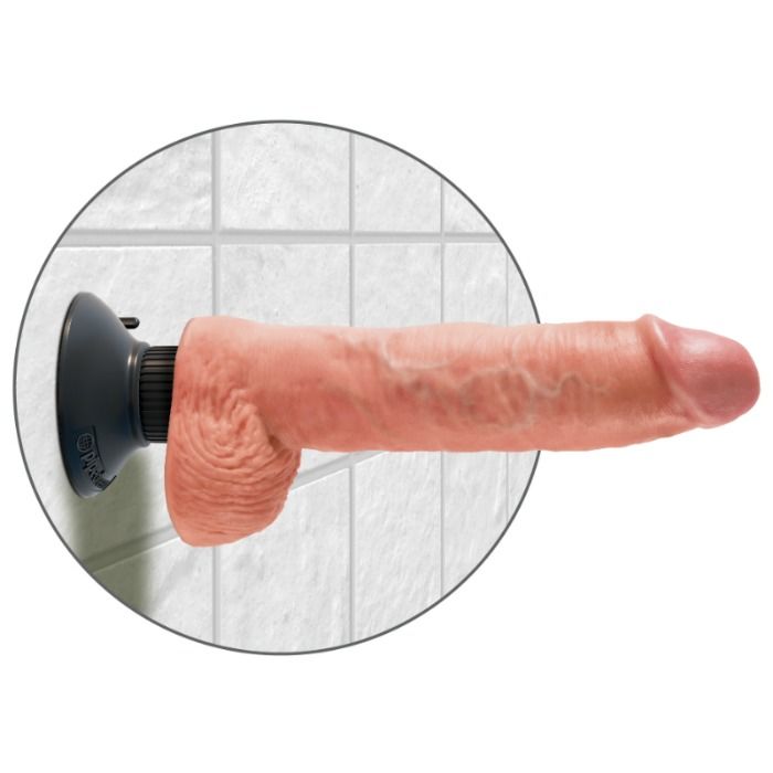 KING COCK 25,5 cm vibrerande dildo med bollar köttfärgad