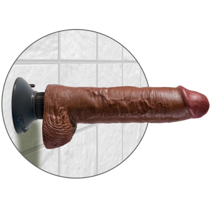 KING COCK 25,5 cm vibrerande dildo med bollar i brun färg