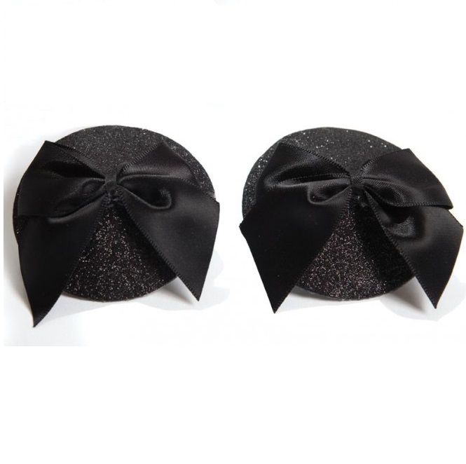 Burlesque glansiga nipplar med bow