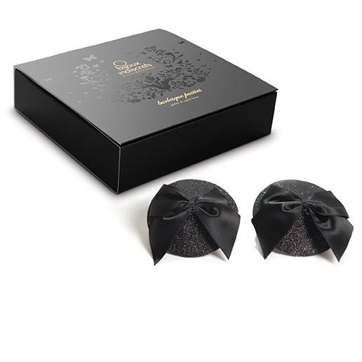 Burlesque glansiga nipplar med bow