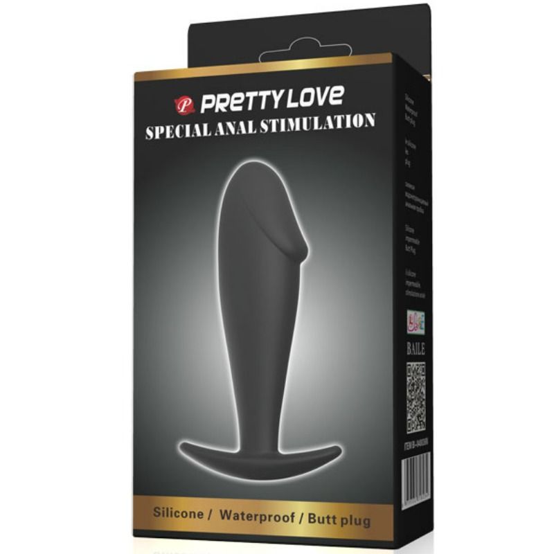 Silikon analplugg i penisform, svart