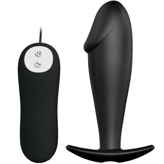Silikon analplugg i penisform med fjärrkontroll och 12 vibrationslägen