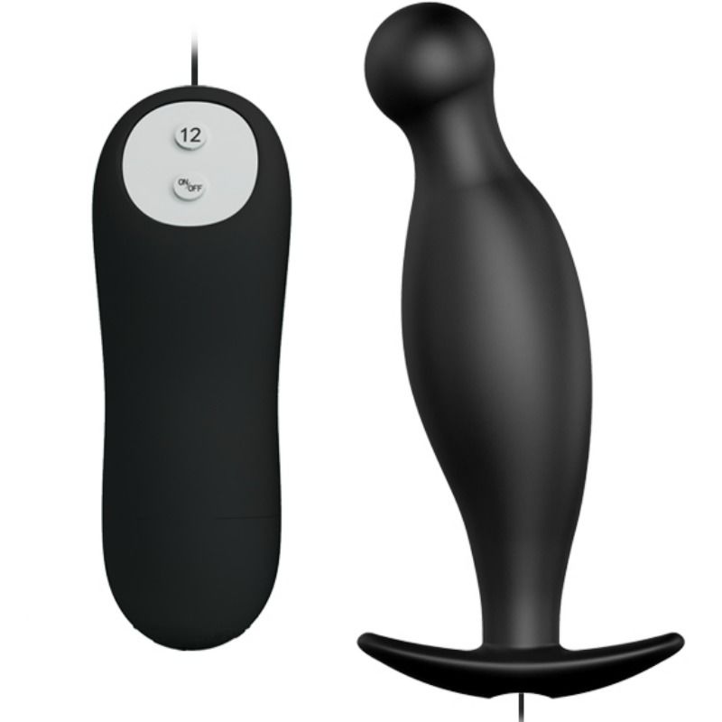 Silikon analplugg med 12 vibrationslägen i svart