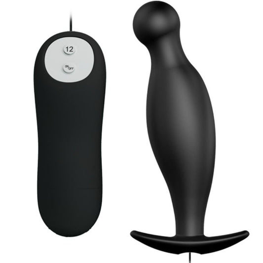 Silikon analplugg med 12 vibrationslägen i svart
