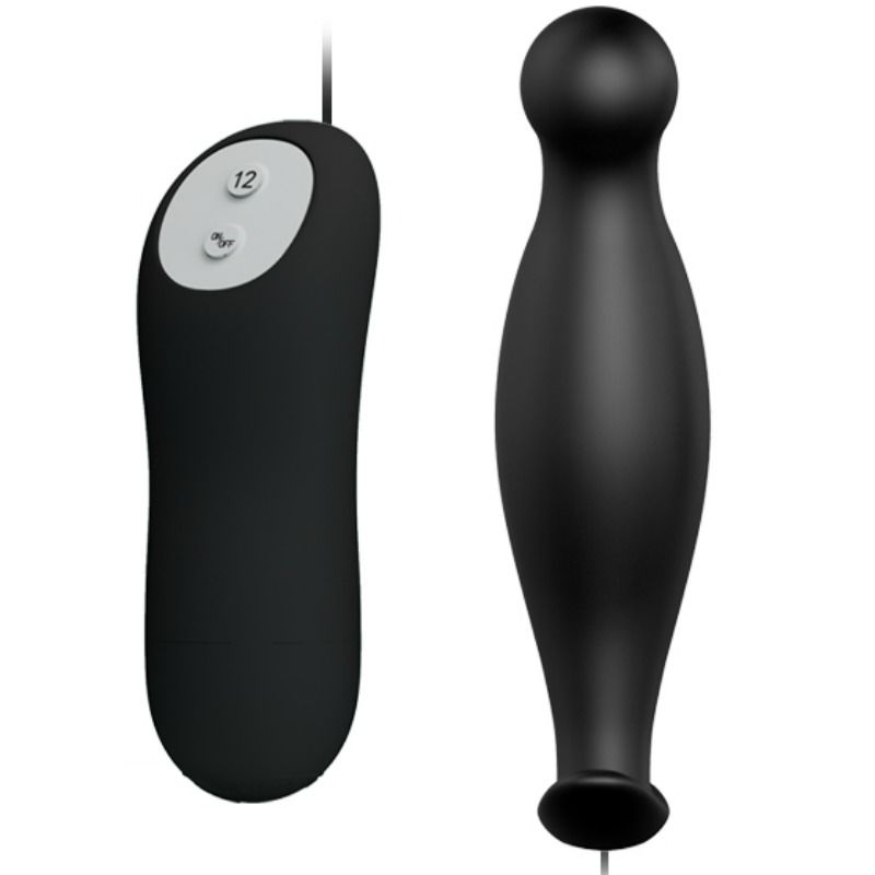 Silikon analplugg med 12 vibrationslägen i svart