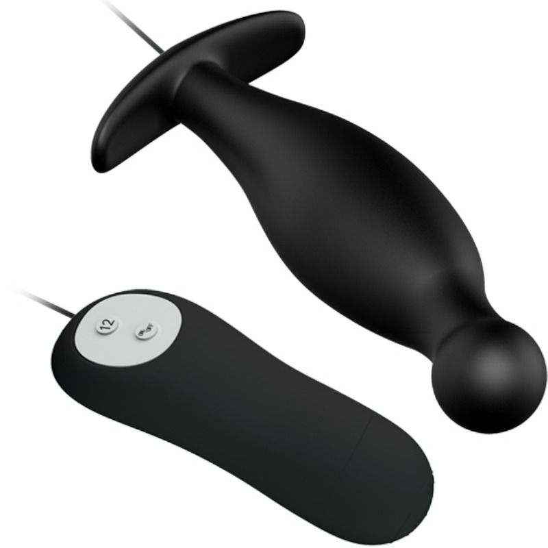 Silikon analplugg med 12 vibrationslägen i svart