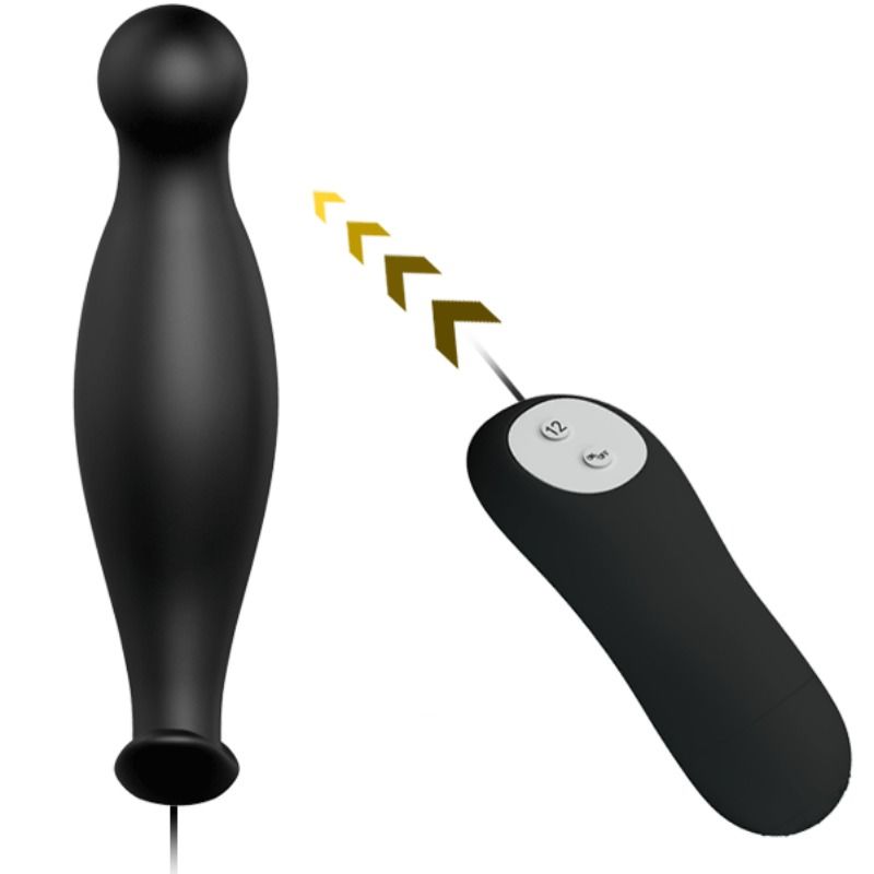 Silikon analplugg med 12 vibrationslägen i svart