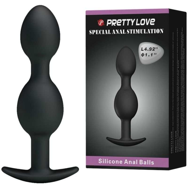 Silikon analbollar från Pretty Love, 12,5 cm, svarta