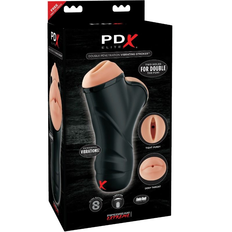 PDX ELITE Double Penetration Vibrating Stroker