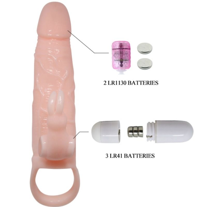 BAILE Brave Man penisfoder med kanin och dubbel motor 16,5 cm