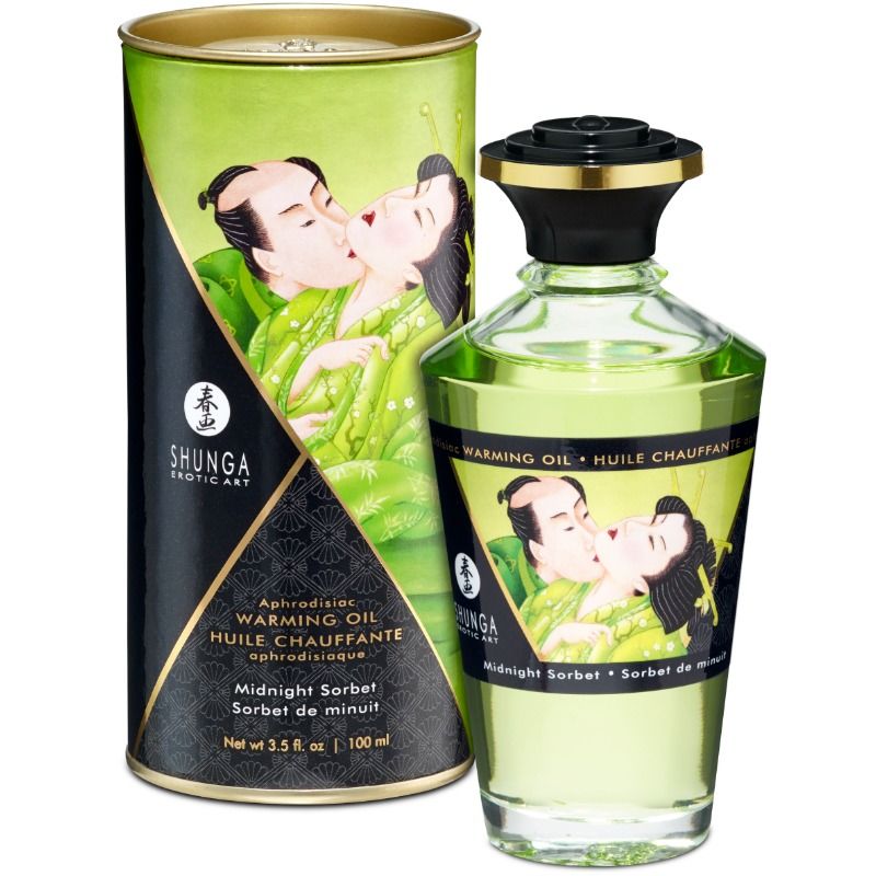 Shunga massageolja med värmeeffekt Midnight Sorbet 100 ml