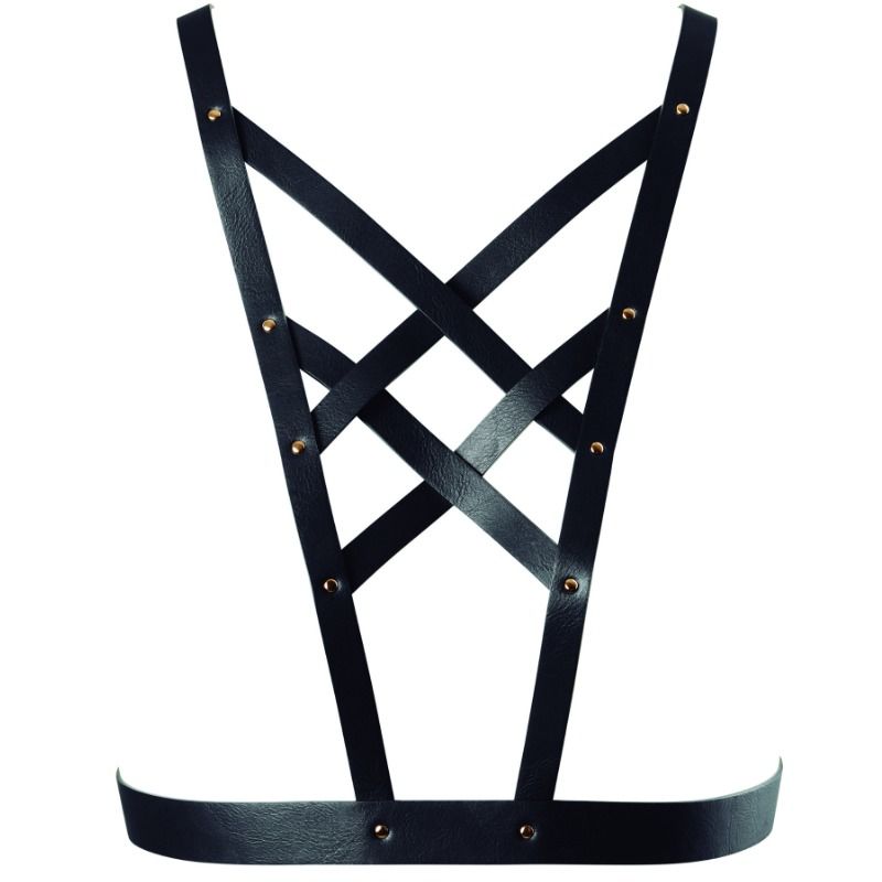 Bijoux Indiscrets Maze Crossed Harness med halsöppning i svart