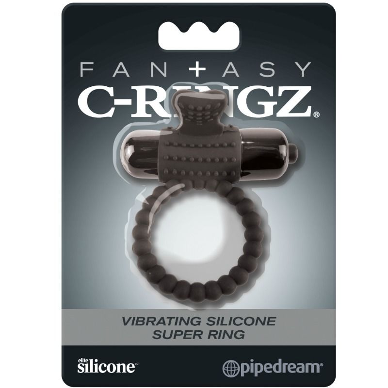 FANTASY C-RINGZ svart silikon vibrerande ring