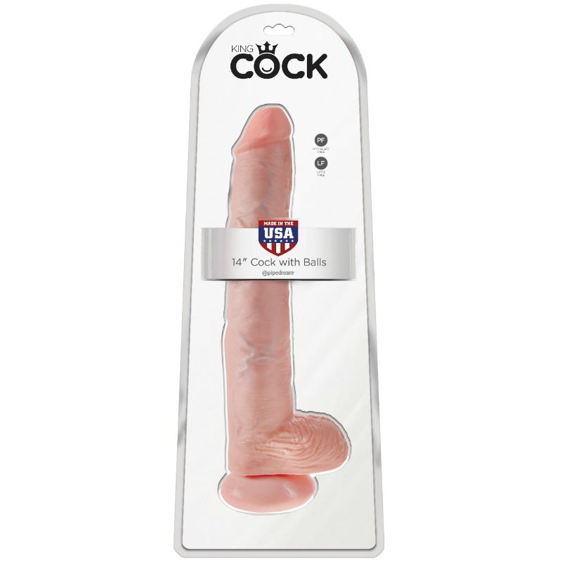 KING COCK dildo med bollar 35,6 cm köttfärgad