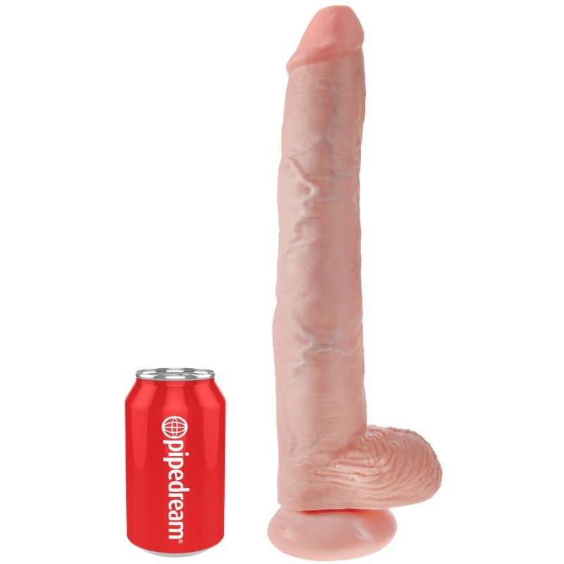 KING COCK dildo med bollar 35,6 cm köttfärgad