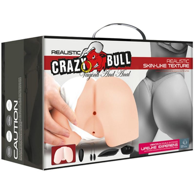 Realistisk vagina och anus med vibration från CRAZY BULL