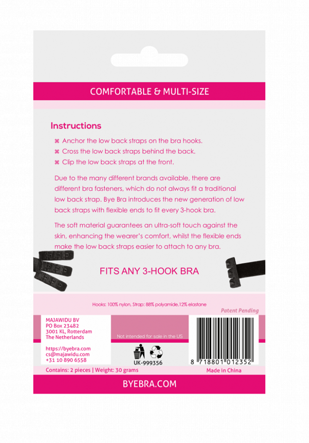BYE-BRA - Öppen Rygg BH-adapter Svart & Vit