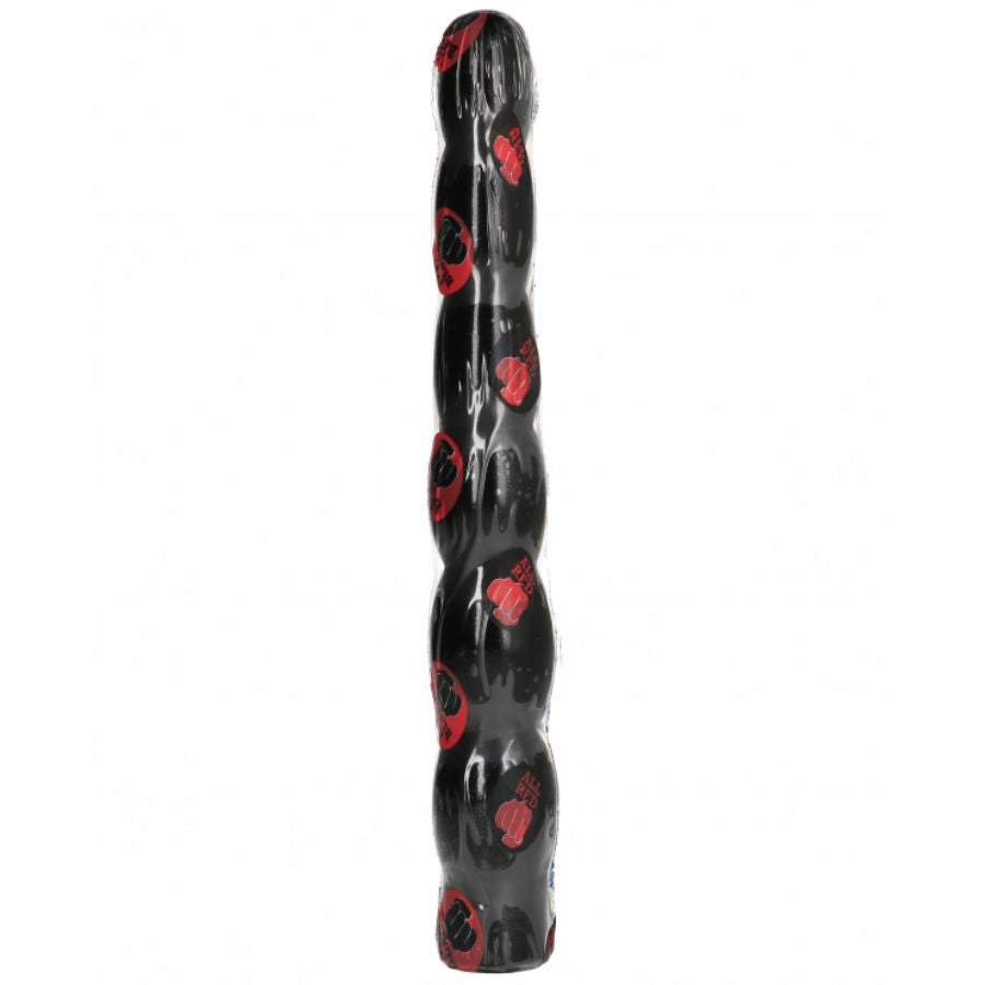 ALL BLACK anal dildo 32 cm, mjuk och ribbad