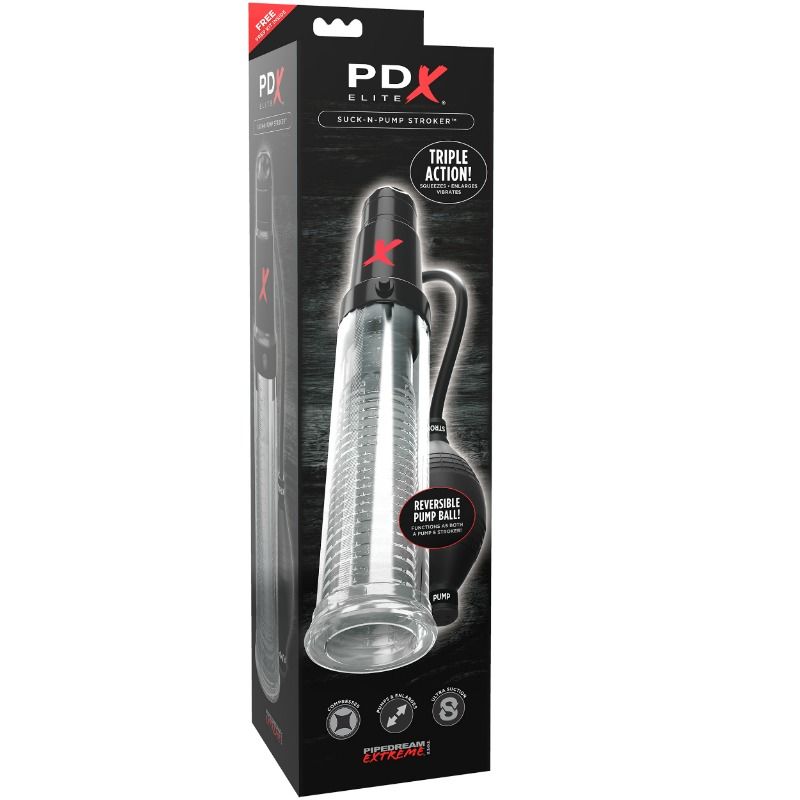 PDX Elite Suck N Pump Stroker vibrerande masturbator