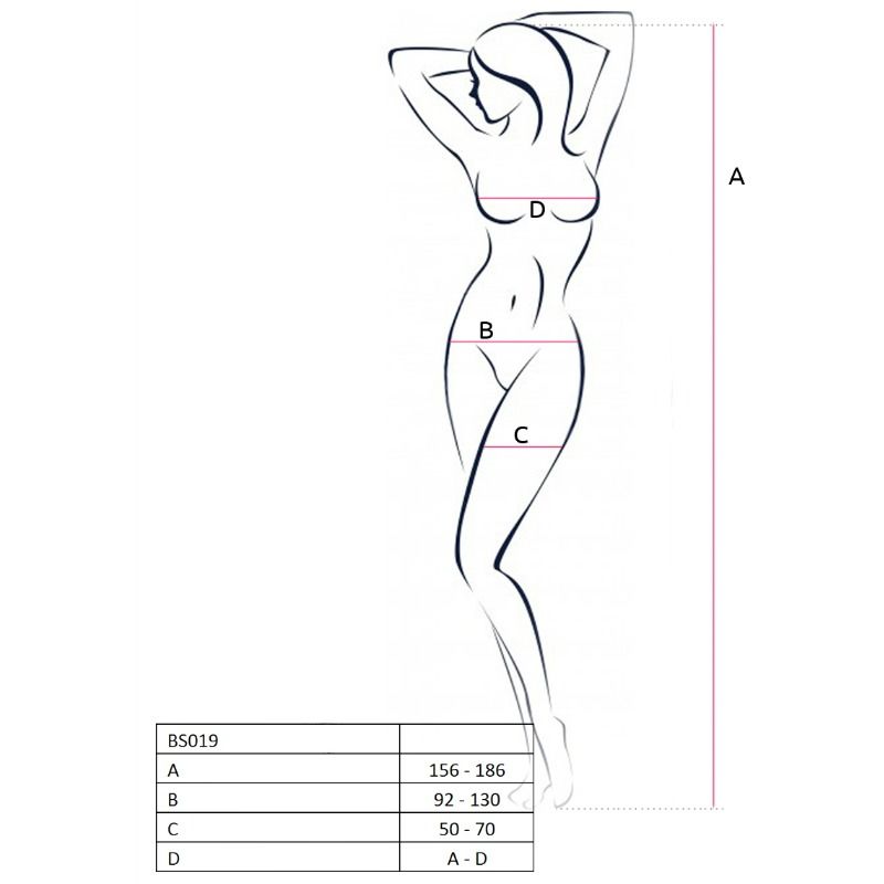 PASSION - WOMAN BS019 BODYSTOCKING SVART EN STORLEK