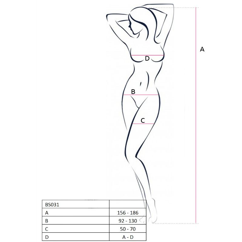 PASSION - WOMAN BS031 BODYSTOCKING SVART EN STORLEK