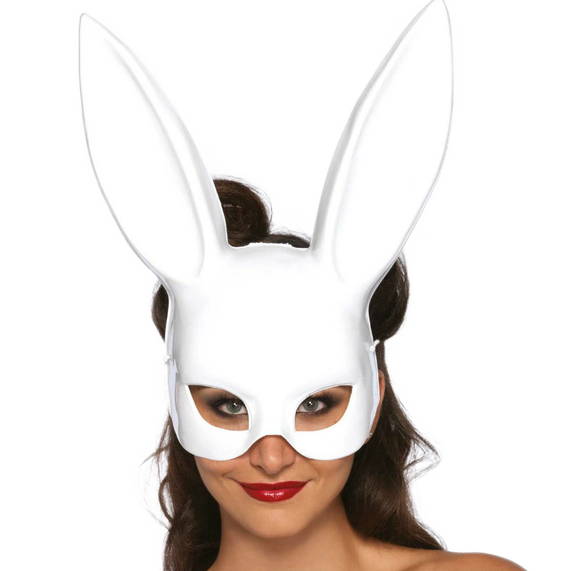 Vit kaninmask för maskerad och rollspel