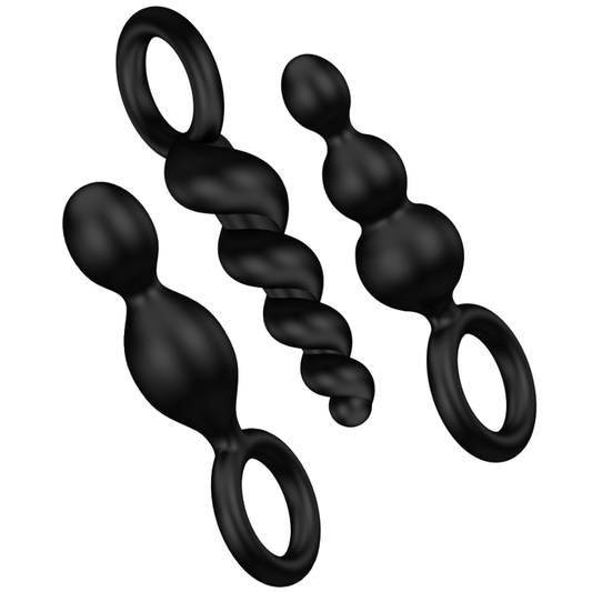 Satisfyer anal plugs set med 3 olika storlekar i svart
