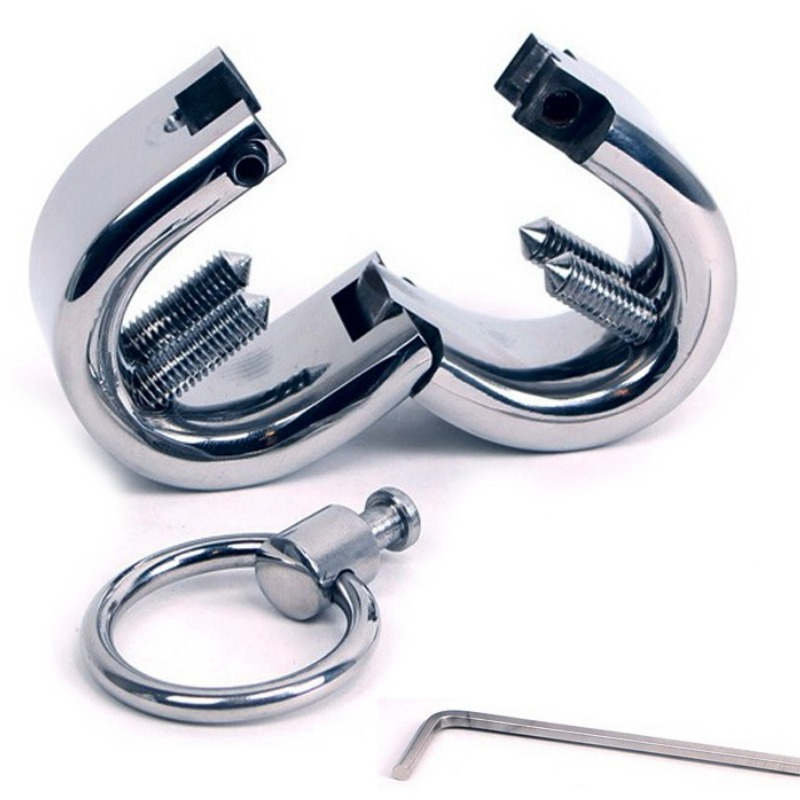 Ovalformad metalltestikelarmband för fetishlekar