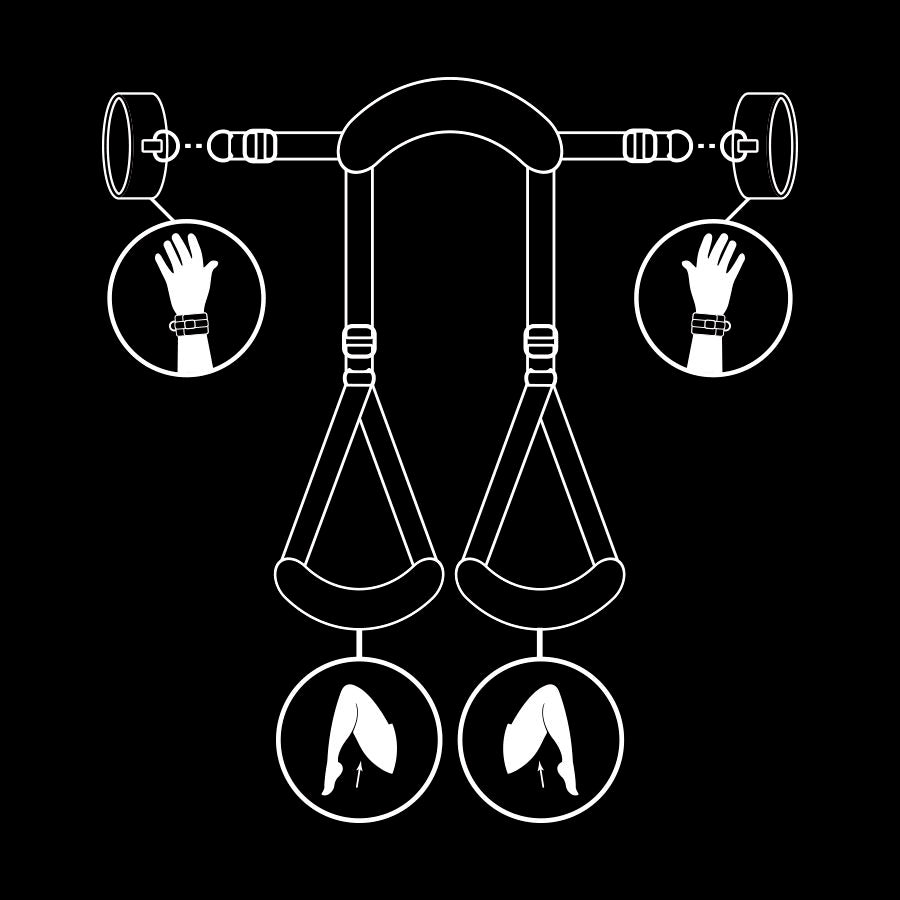 FETISH SUBMISSIVE - ÖPPEN BENPOSITION MED NOPRENE HANDBOJOR