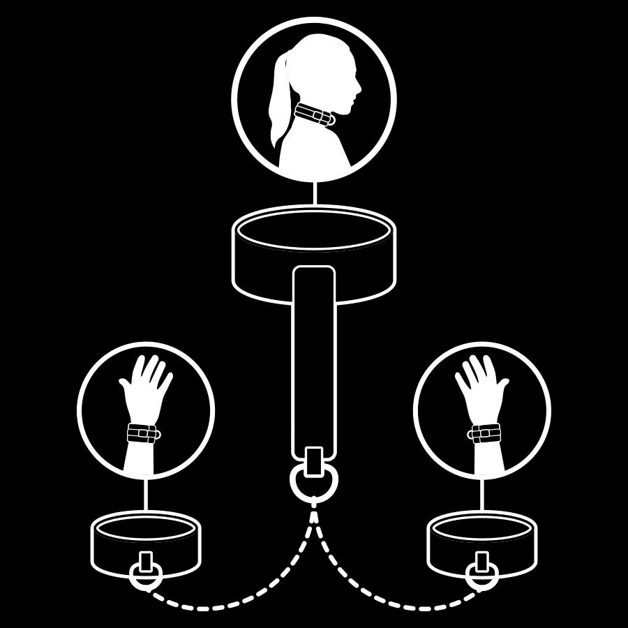 FETISH SUBMISSIVE veganskt läderhalsband och handbojor