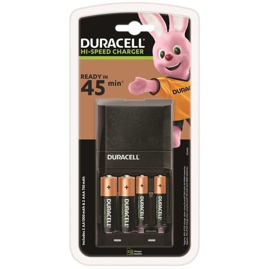DURACELL laddare 45min med 2xAA och 2xAAA batterier