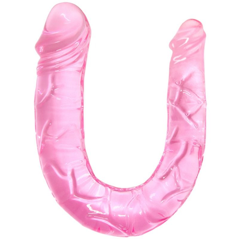 BAILE Double Dong Dildo i rosa, genomskinlig och kompakt