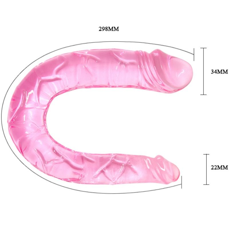 BAILE Double Dong Dildo i rosa, genomskinlig och kompakt