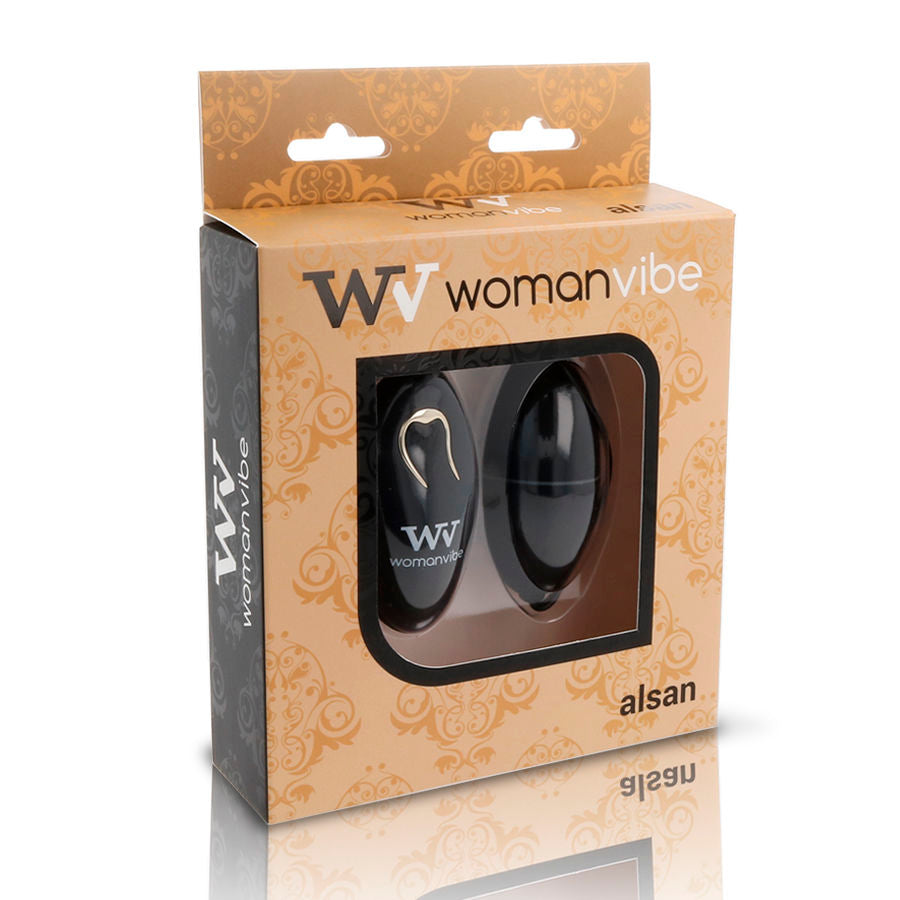 Womanvibe Alsan fjärrkontroll vibrerande ägg i svart silikon