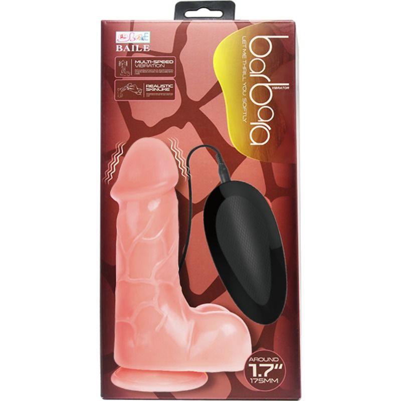 BAILE Natural Barbara realistisk vibrator med sugkopp 21 cm