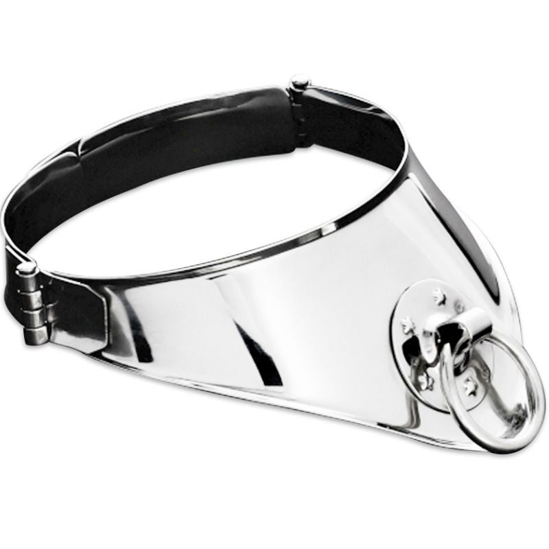 METAL HARD restraint collar med ring och hänglås 12,5 cm
