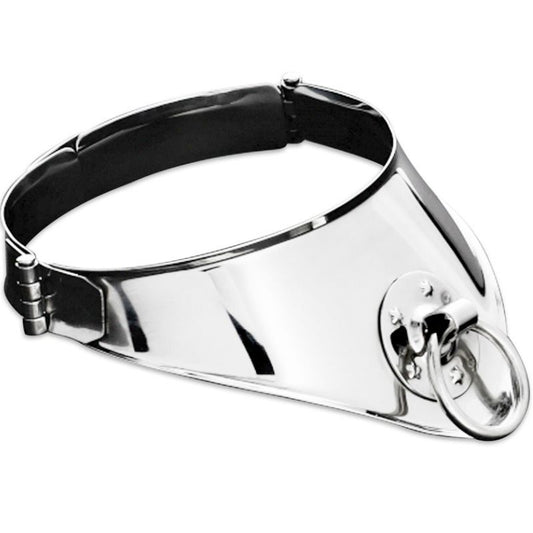 METAL HARD restraint collar med ring och hänglås 12,5 cm