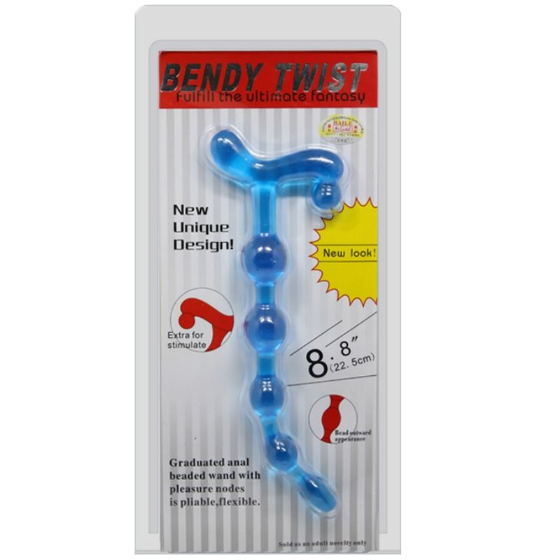 BAILE Bendy Twist Blue analkulor i TPR