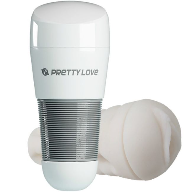 Pretty Love Kitty White Vagina Masturbator i pärlemorskimrande fodral